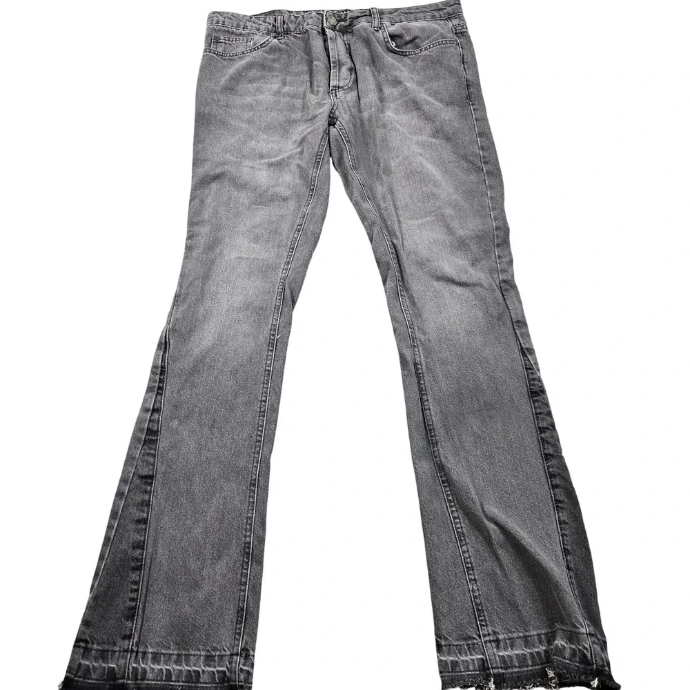 BoohooMAN Jeans Mens 37x34 (tag 36L) Gray Charcoal Wash Straight Leg Denim